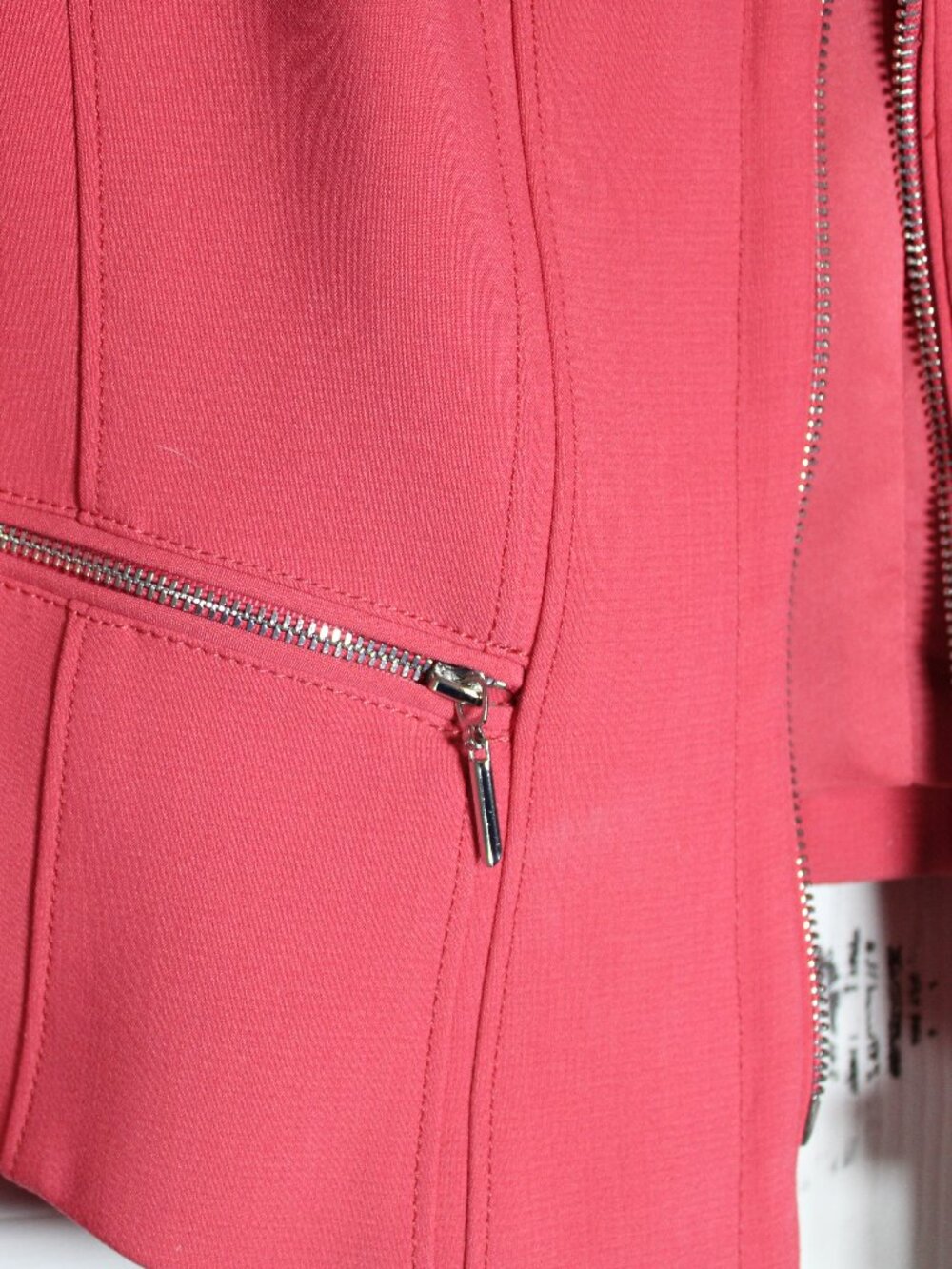 White House Black Market Cropped Pink Moto Jacket Blazer with Corset Tie Details - Picture 6 of 12